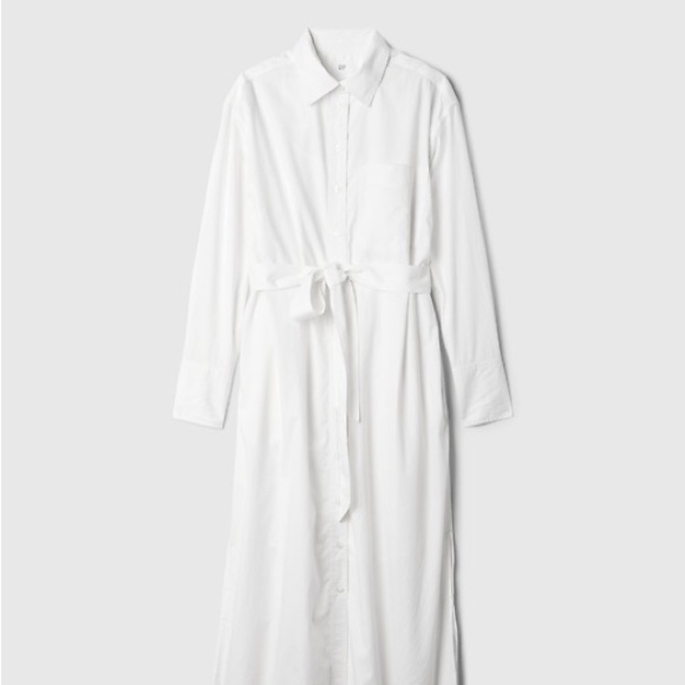 GAP Classic White Belted Shirt Dress